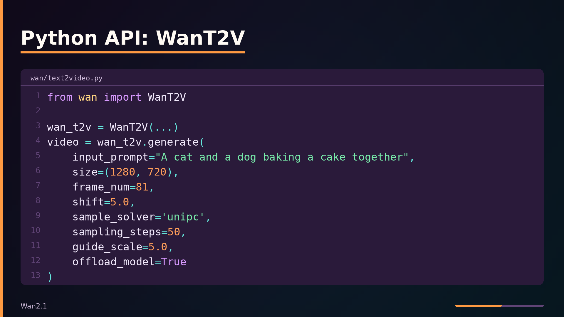 Python API: WanT2V